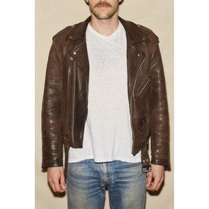 Vintage Brown Leather Motorcycle Jacket